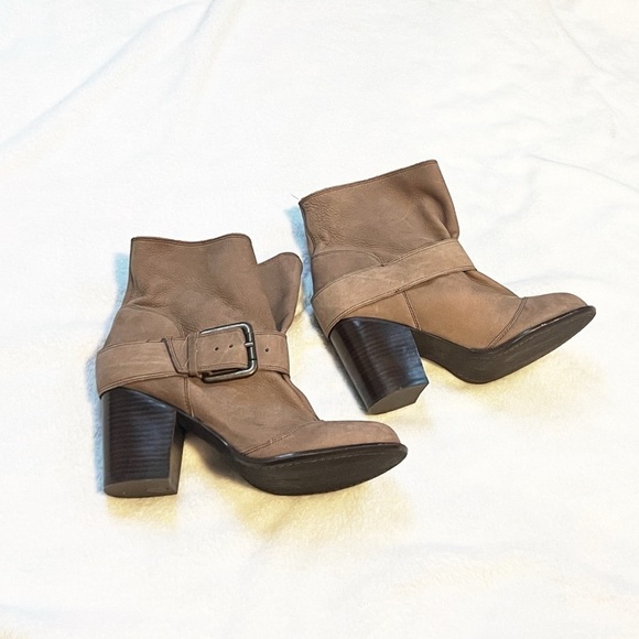 Splendid Latte Slouch Ankle Pull On Block Heel Leather Suede Boots Size 9.5M - Picture 3 of 8